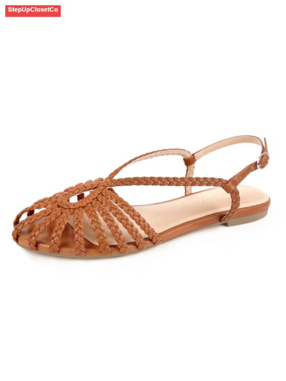 Women's Braided Flat Sandals Memory Foam Comfort Sandals Gladiator Slingback